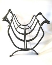 Vintage Folding Wrought Iron Log Holder Rack Firewood Basket with Handles