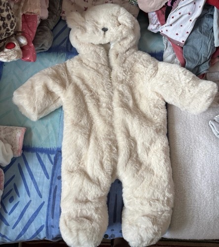 Ivory bear hooded snowsuit - ivory,