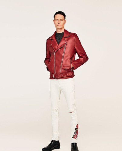 Zara man red faux leather - red,