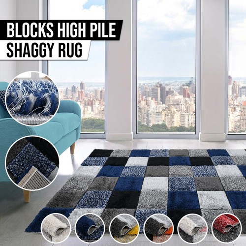 Shaggy blocks rug living - rug,
