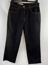 Jigsaw Denim Jeans Straight Leg Black Trousers With Zip And Botton Size W 30 L28
