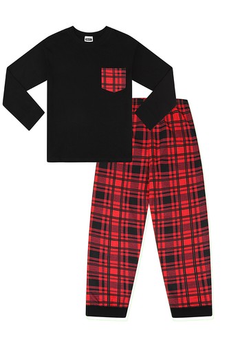 Kids red check long cotton - long,