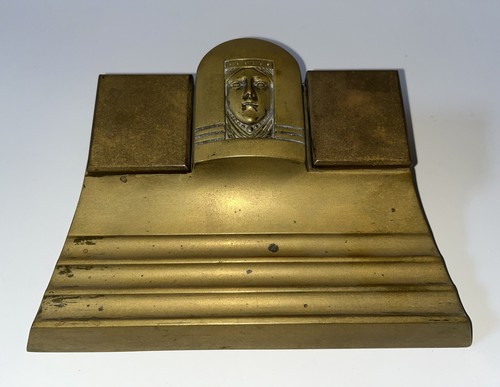 Antique bronze double inkwell - antique,