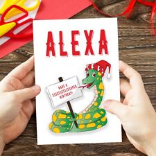 Personalised Customised Funny Snake Birthday Card For Kids