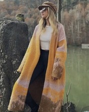 ZARA BNWT WOOL MULTICOLOURED YELLOW SUNSET KNIT COAT LONG SIZE M NO RETURN