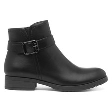 Lilley Womens Boots Black Adults Ladies Ankle Zip Up Buckle Block Heel SIZE