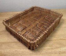 Shallow Wicker Straw Willow Rectangle Tray 30 x 25 x 6 cm Lightweight Serving