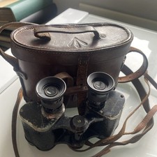 WW1 Dolland London British Army issued binoculars and leather arrow stamped case