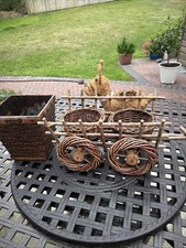 Vintage Planters Rattan Basket Wicker Cart