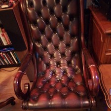 Chesterfield Leather Slipper Rocking Chair. Great Condition, Collection Only