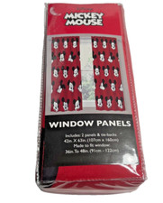 Disney Mickey Mouse Cute Face Two Window Panels W/Tie Backs Jay Franco 42x63