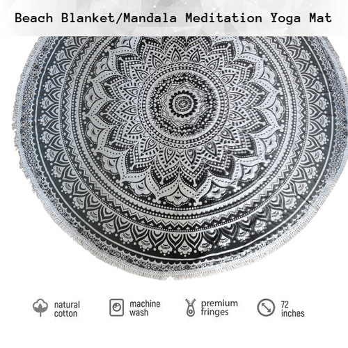 Black grey round hippie - round,