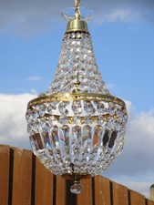 Stunning Vintage French Crystal Tent & Bag Chandelier. Light.