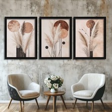 Set of 3 Pampas Grass Wall Art