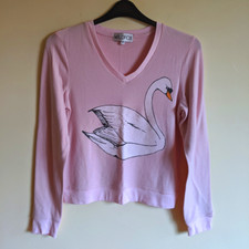 New! WILDFOX rare pink swan sweatshirt - XS - jumper sweater v-neck long sleeve