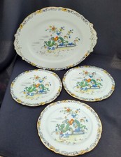 Art Deco Paragon Bone China Cake Plate and 3 Side Plates
