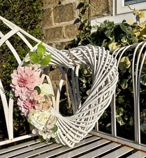 Large white wicker heart door