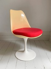 Tulip Chair, White Gloss, Fabric Seat, Made By Rudi Bonzanini / Needs TLC / Eero