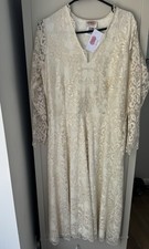 Baylis & Knight Cream Nude Low Cut LACE Wiggle Aline Dress Dita Burlesque