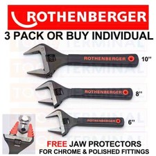 Rothenberger Wide Jaw Wrench Adjustable Spanner Plumbing Jaw Protectors 4"- 10"