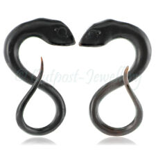 Pair Snake Ear Piercing Spiral Plug Carved Horn Serpent Dragon Stretcher Taper 