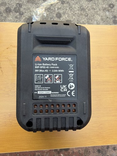 Yard force 40v 5ah battery - 40v, 2.5ah