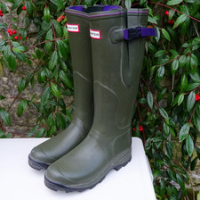 Hunter Balmoral Neoprene Lined Size 5 Adjustable Wellies Green Wellington Boots