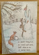 ACEO original illustration of a wintry scene. ‘Snowhare’  Signed.’ KB