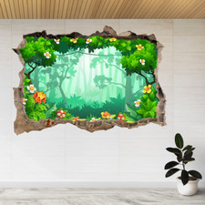 Forest Of Flowers Fabulous Jungle 3d Smashed View Wall Sticker Poster Decal A966