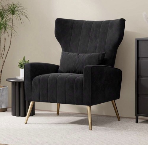 Velvet recliner armchair with - velvet,