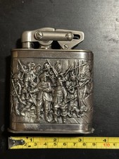 Vintage Lire Dorgento (KW) Petrol Table Lighter Army scene