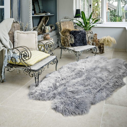 Light grey sheepskin rug - grey,