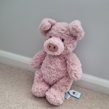 GENUINE JELLYCAT FLUFFY BARNABUS PIG TEXTURED PLUSH FUR CUDDLY TOY BARN2PG 26CM