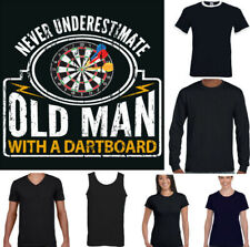 Never Underestimate an Old Man With A Dartboard Mens Funny Darts T-Shirt Flights