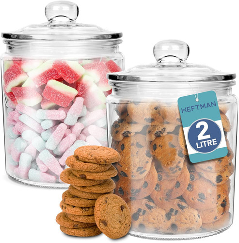Heftman glass jar with lid - with, 2