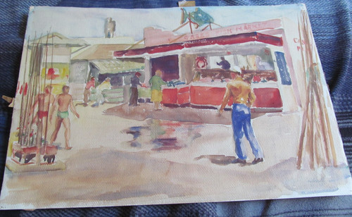 Large vintage watercolour - large,