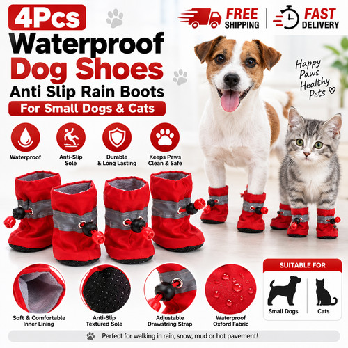 4pcs waterproof dog shoes - 4pcs,