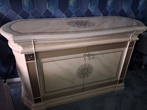 Beige marble effect sideboard - beige,
