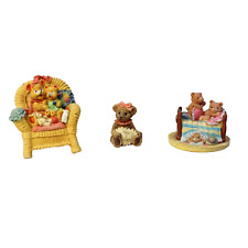 3 x Vintage Teddy Bear Mixed Ornament Bundle Collectable Resin