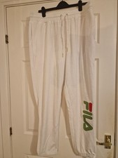 FILA Mens Velour Sweatpants  track bottoms White Tapered XL W38 40  L30 RRP $98