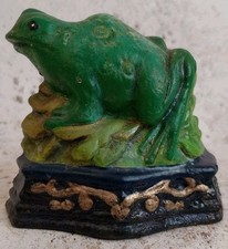 Vintage Cast Iron Door Stop Toad Frog SMALL 8x9cm Green Decorative Country House