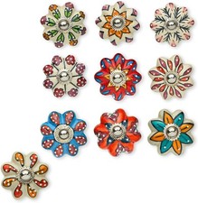 KnobKnob Ceramic Door Knobs Cupboard Cabinet Pull Handle Flowers (Set of 10)