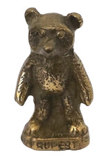 Vintage Solid English Cast Brass Rupert the Bear Figure 2 1/8 Inches Tall   m