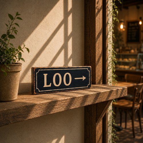 Loo sign wooden vintage - , style
