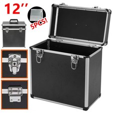 Vinyl LP Storage Box 12" Vinyl Record Storage Case Heavy Duty Lockable Box Black