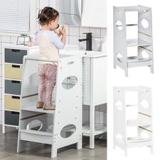 Kids Step Stool Toddler Kitchen Stool with Adjustable Standing Platform