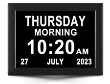 7 Inch Digital Alarm Clock for Elderly/Dementia with Large Text. Black frame.