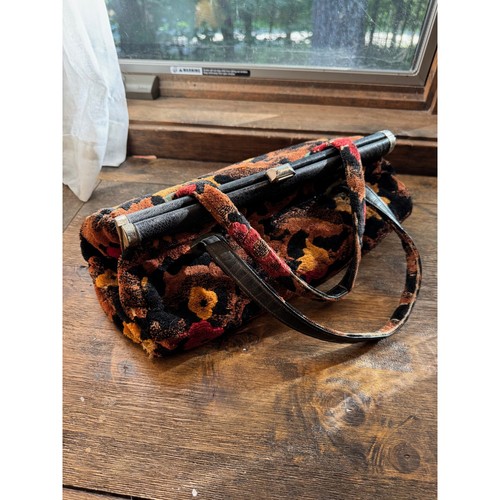 Vintage floral velvet carpet - vintage,