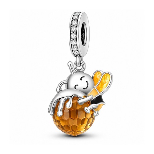Bee hugging honey dangle charm - dangle,