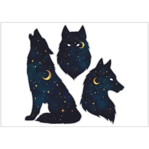 Night wolf howl sticker sheet - wolf,